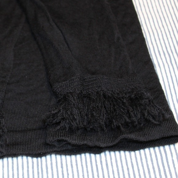 Vintage 90s Talbots Medium‎ $168 Made In Italy Black Merino Wool Fringe Sweater - Picture 5 of 11